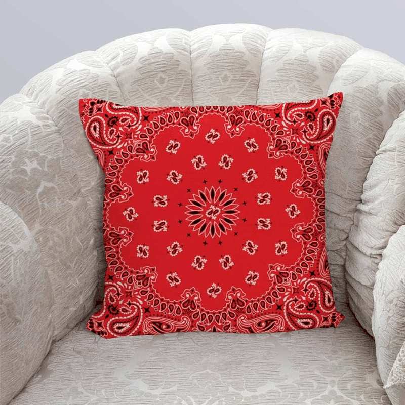 IBILIU Throw Pillow Covers Red Western Bandana Cushion Pillow Case Home Decor Pillowcase 18X18 Inches image number 3