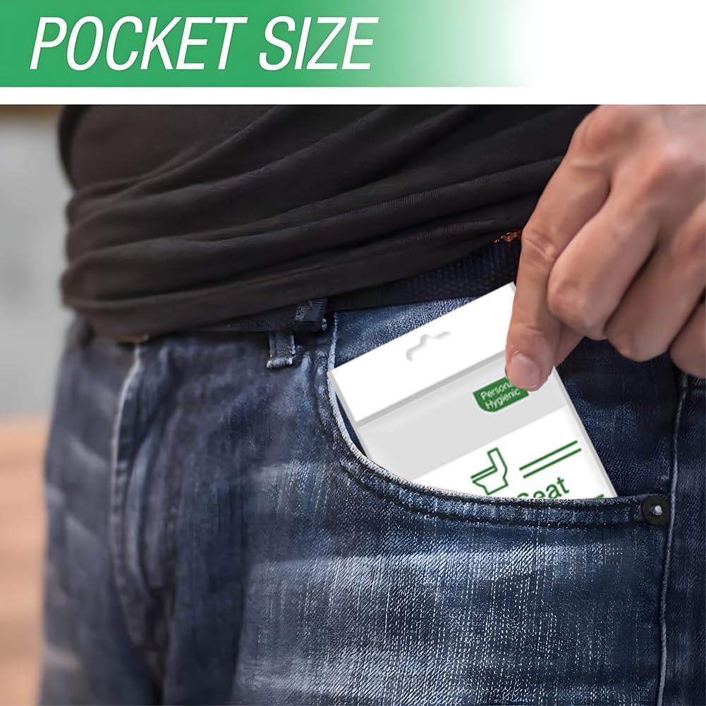 50 Pack Toilet Seat Covers Disposable, Flushable, White, Universal Size, Safe Material, Easy to Use, Travel Essentials for Public Restrooms