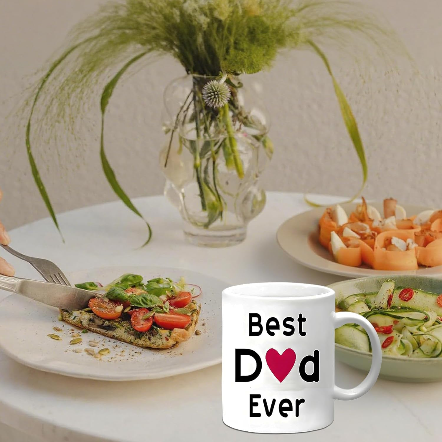 Father'S Day Daughter Son Fathers Day Gift Gift Best Dad Coffee Mug for Home or Work Unique Birthday Dad Porcelain Mug, White, 11 Ounce image number 2