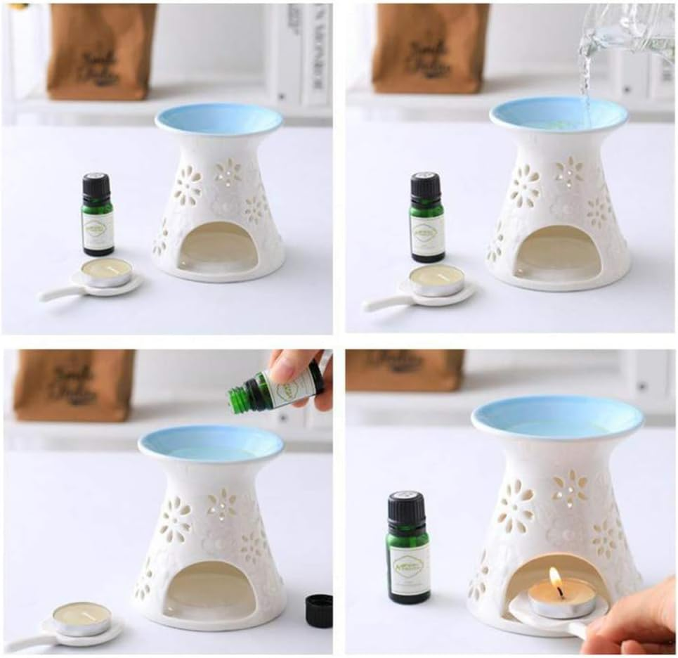 Sculpture Statue Antiques Collectables，Ceramic Tea Light Holder, Aromatherapy Essential Oil Burner, Wax Warmer Great Decoration for Living Room, Balcony, Patio, Porch and Garden,E (Color : D) image number 6