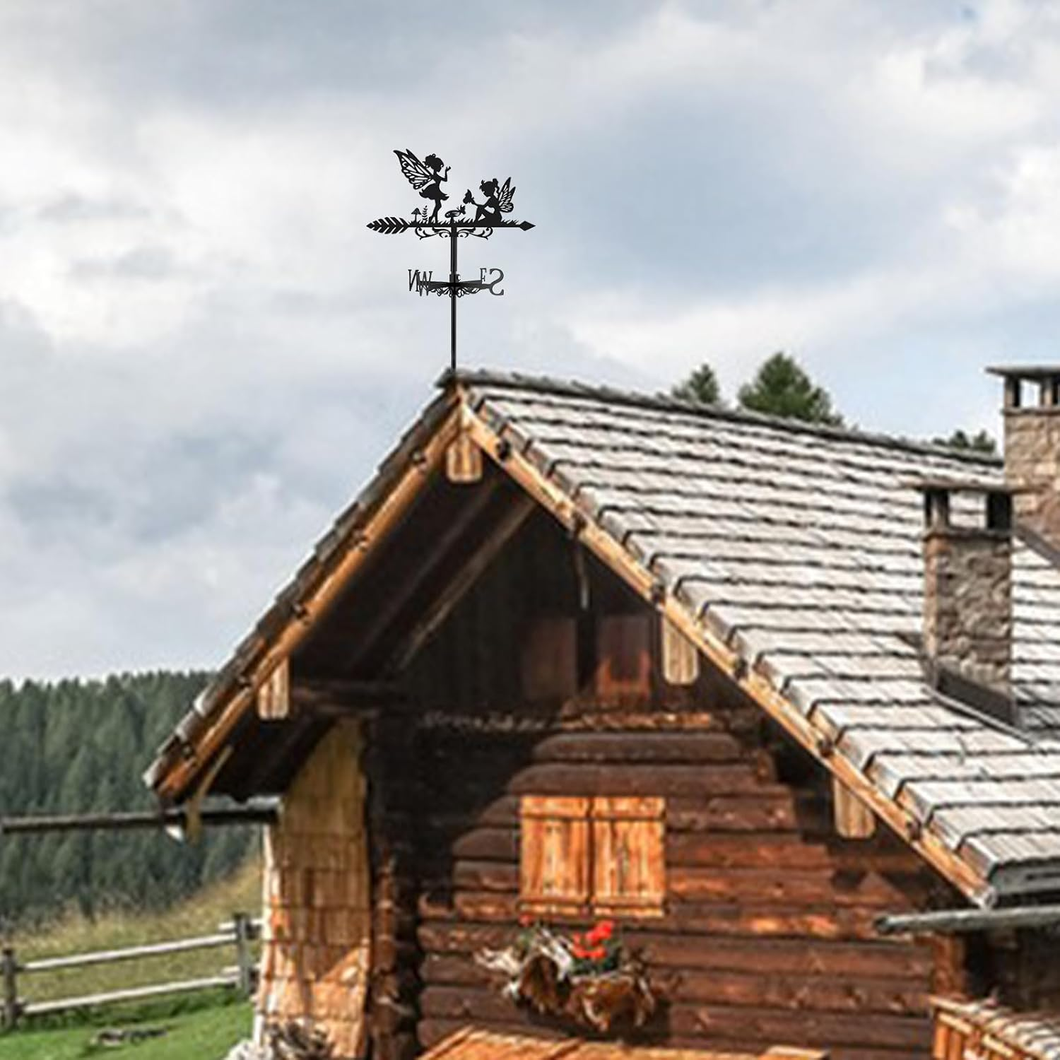 SUPERDANT Fairy Weathercock Meadow Mushroom Weather Vane for Roof Metal Weather Vane Farm Weathervane Wind Direction Indicator Yard Outdoor Weather Vane for Barns Gardens Weather Vane Yard