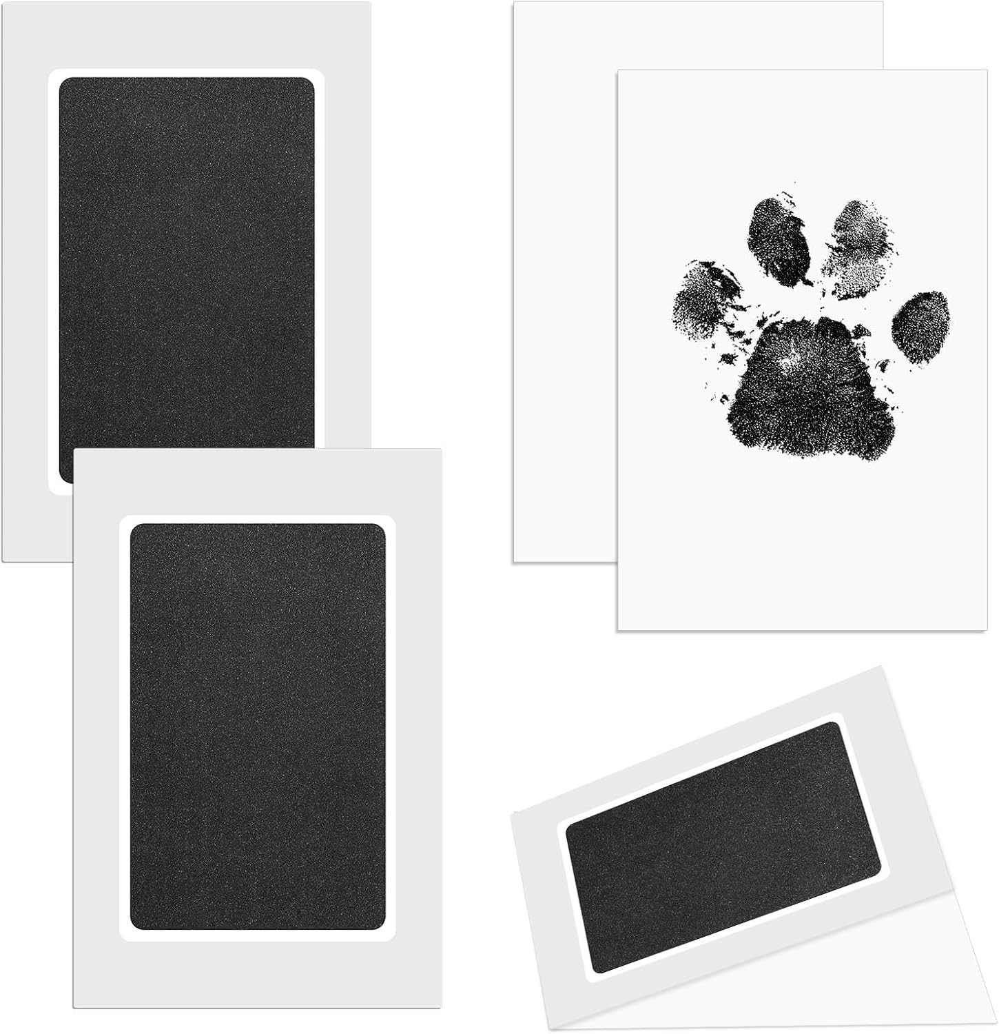 Paw Print Set Dog Cat Footprint 4 Pieces Ink Pad with 8 Cards Baby Dog Snout Print Kit Gift image number 1