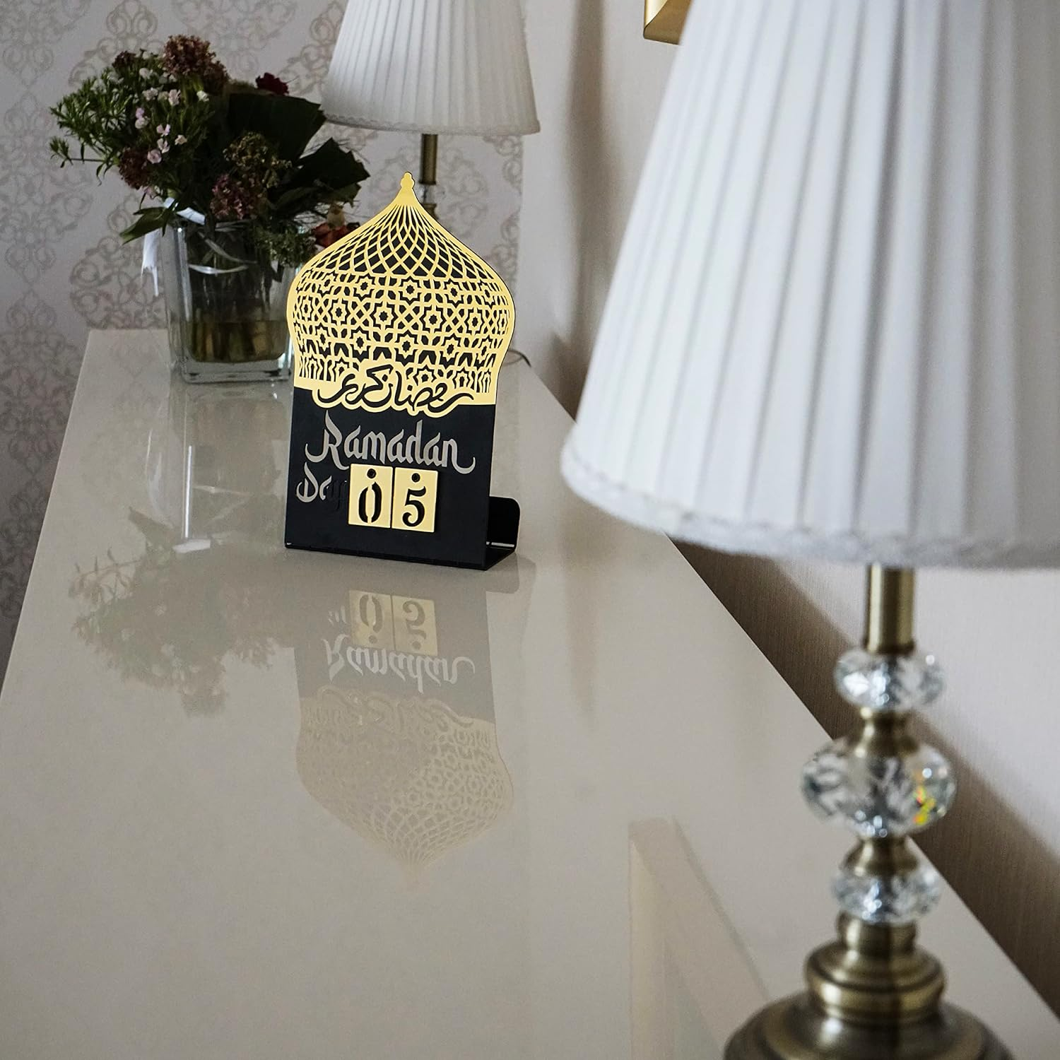 Ramadan Calendar | Days of Ramadan | Countdown to Eid | Good Deeds Calendar | Ramadan Eid Decoration | Present for Muslims | Table Decor | (Gold)