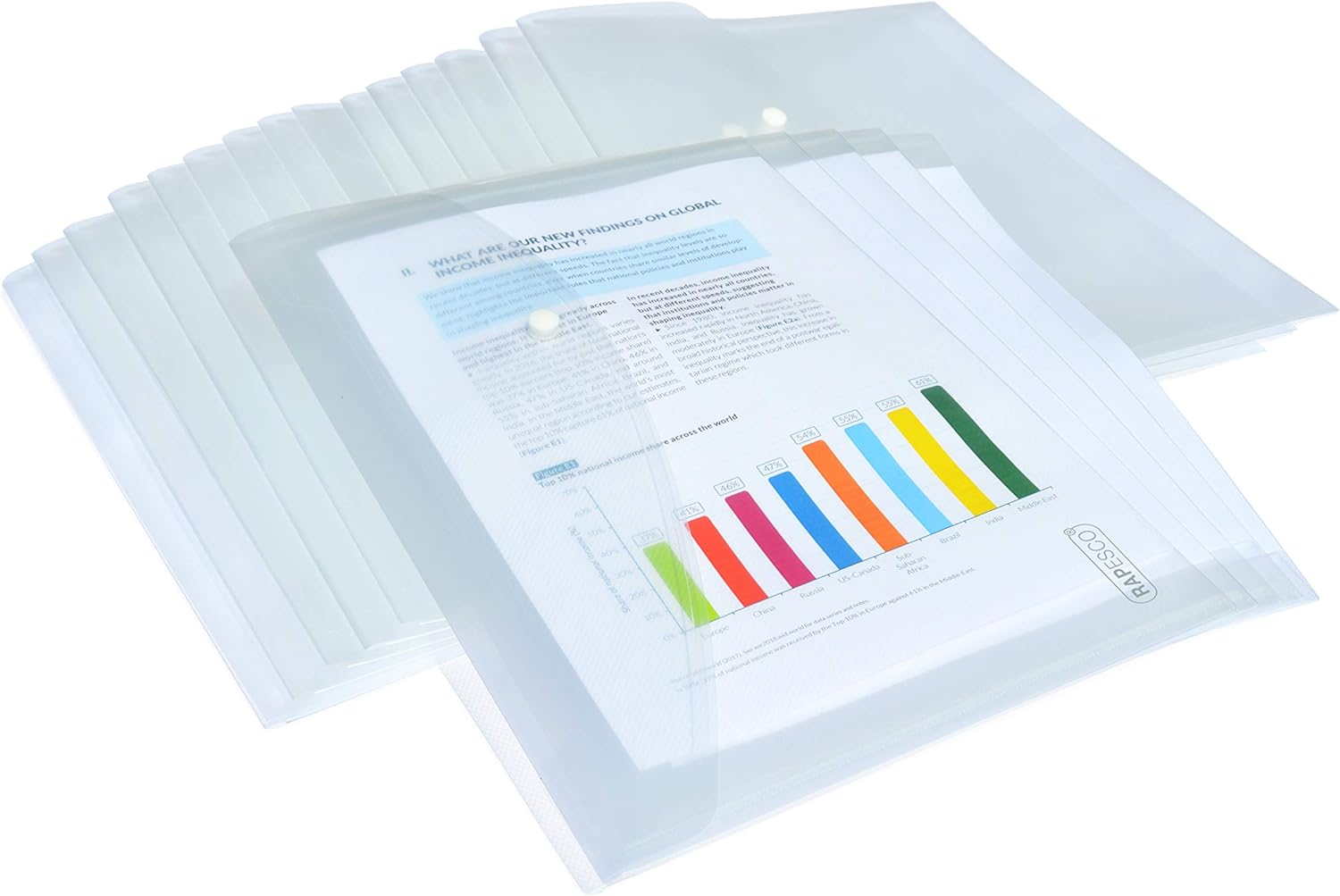 Rapesco 1497 A4/Foolscap Plastic Popper Wallet, Clear Transparent, Pack of 50 image number 4