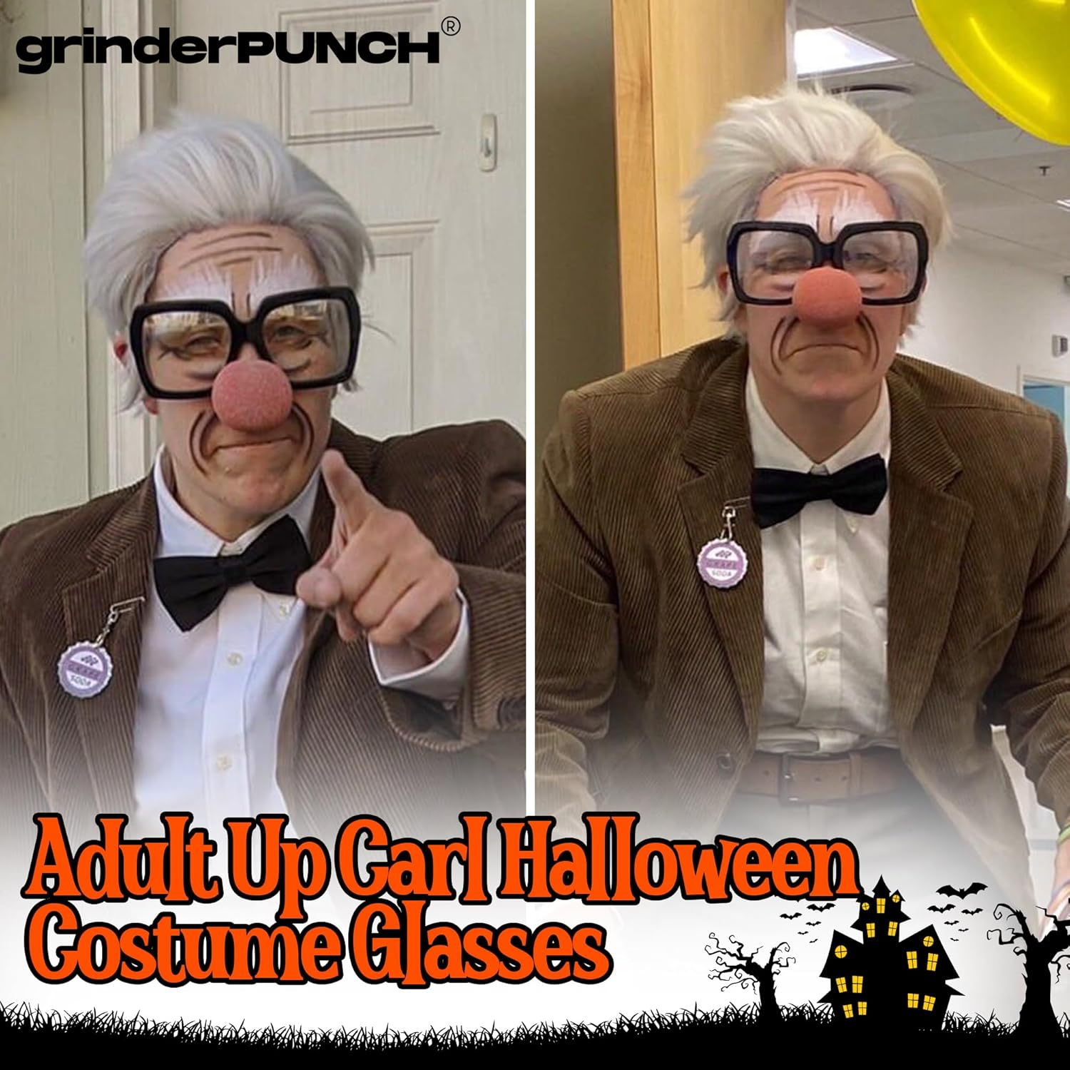 XL Oversized Black Nerd Clear Glasses - Men and Women - Square Costume image number 1