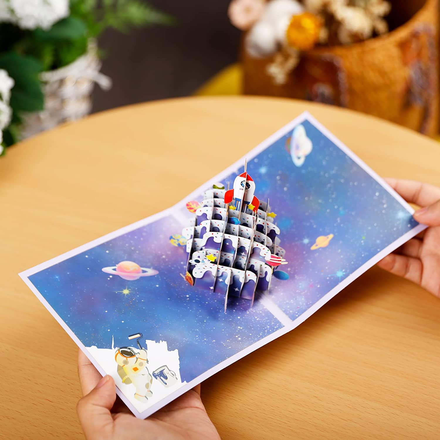 Magic Ants Outer Space Pop up Birthday Card,3D Birthday Popup Cards,Birthday Cake Funny Postcards Pop up Greeting Cards,Pop up Birthday Cards for Women Men (Birthday Cake - Rockets and Astronauts) image number 4