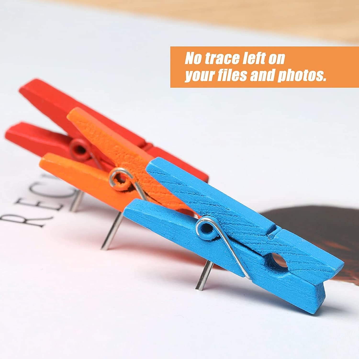 50 PCS Colorful Push Pin with Wooden Clips, Durable, Decorative Pushpins Tacks Thumbtacks for Cork Board Artworks Notes Photos, Craft Projects, Offices and Homes (8 Colors) image number 2