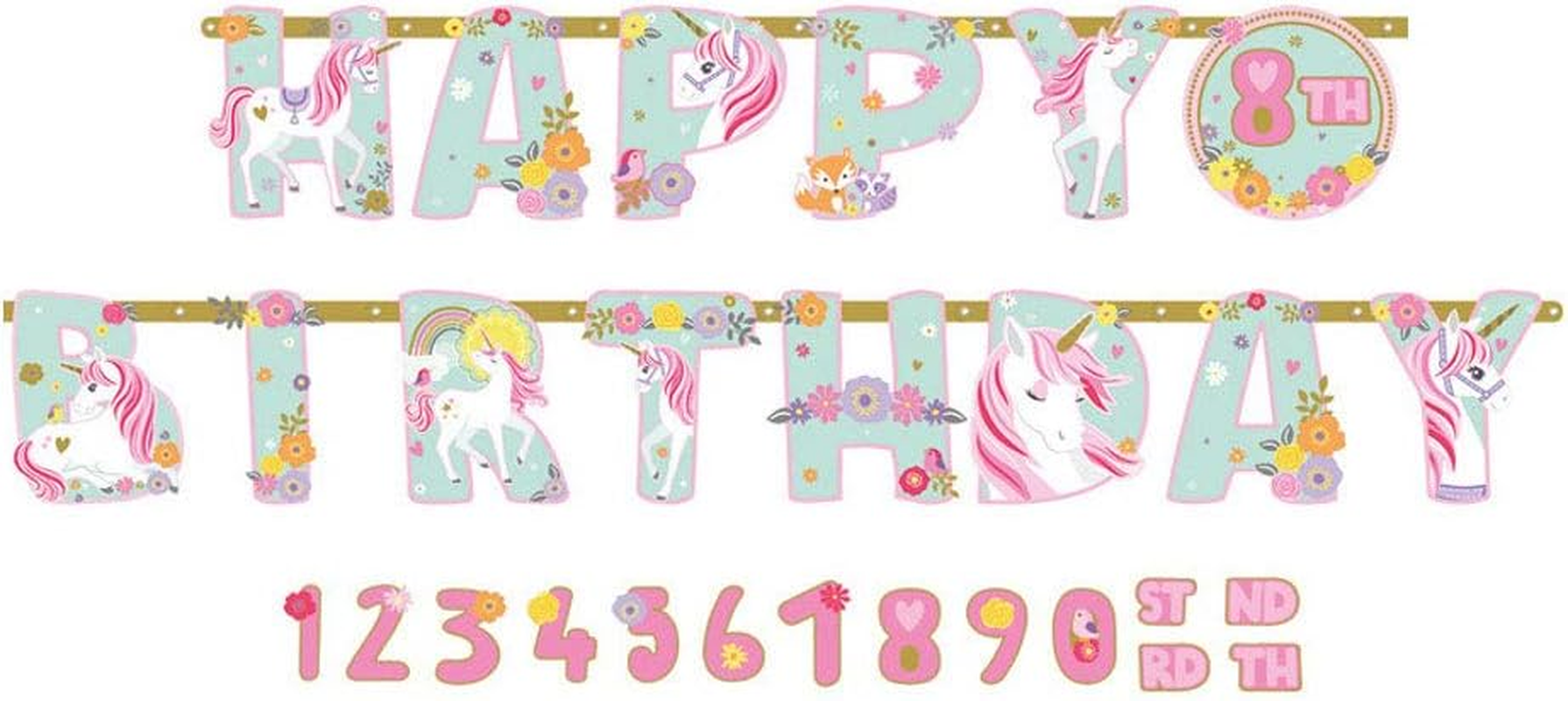 Amscan Magical Unicorn Letter Banner, Multicolor