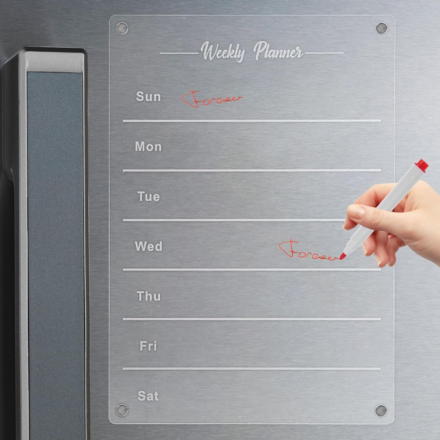 MAGICLULU Weekly Meal Planner Blackboard 1 Set Refrigerator Magnetic Calendar Weekly Monthly Fridge Calendar Whiteboard Meal Planner Menu Board with Whiteboard Pens for Planner image number 3