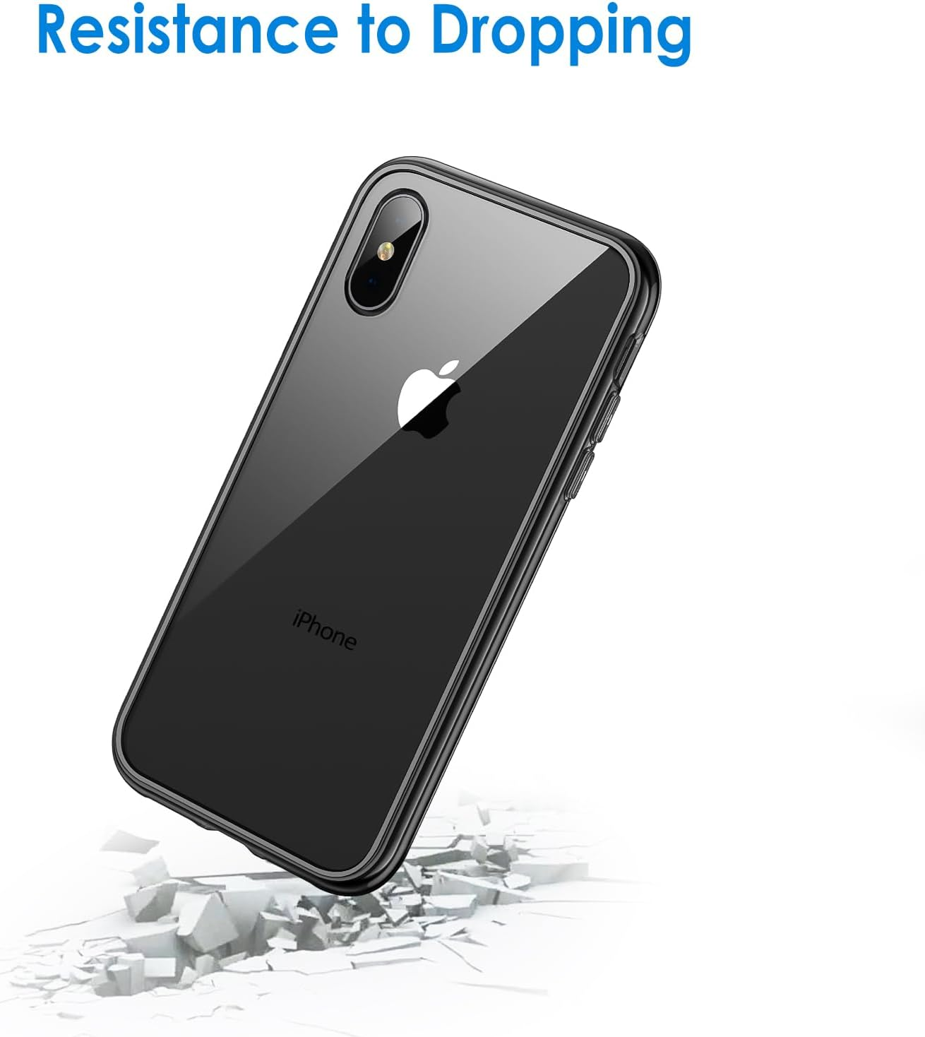 Jetech Case for Iphone Xs Max 6.5-Inch, Non-Yellowing Shockproof Phone Bumper Cover, Anti-Scratch Clear Back (Black)