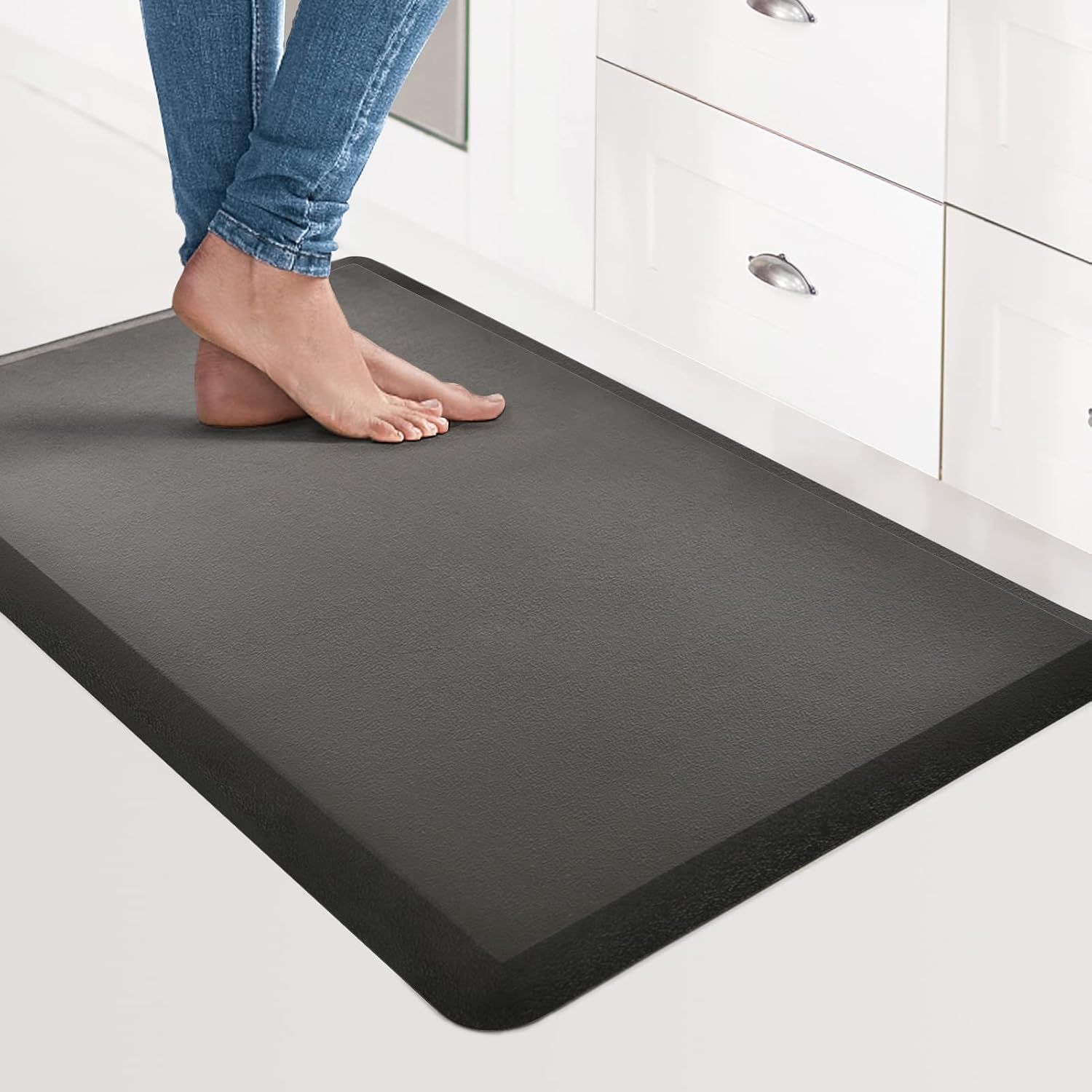 Art3D anti Fatigue Mat Kitchen, Non-Slip Cushioned Kitchen Mats Comfort Standing Desk Mats for Kitchen, Floor, Office, Sink, Laundry, 71X44X1.2 CM, Black image number 5