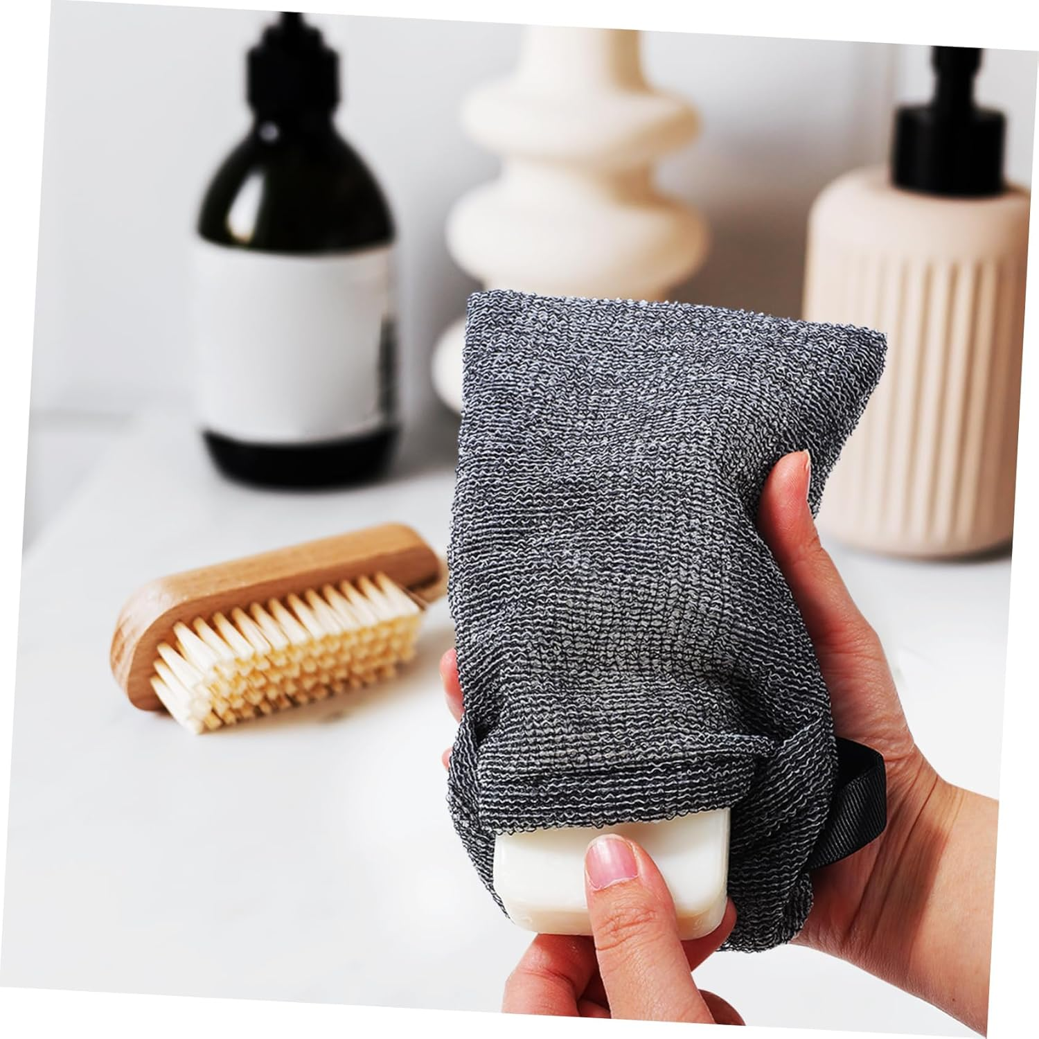 Healeved Soap Saver Soap Bar Container 4 Pcs 19X11.5Cm Nylon Foaming Bath Storage Pouch with Hanging Rope for Bathroom Use image number 2