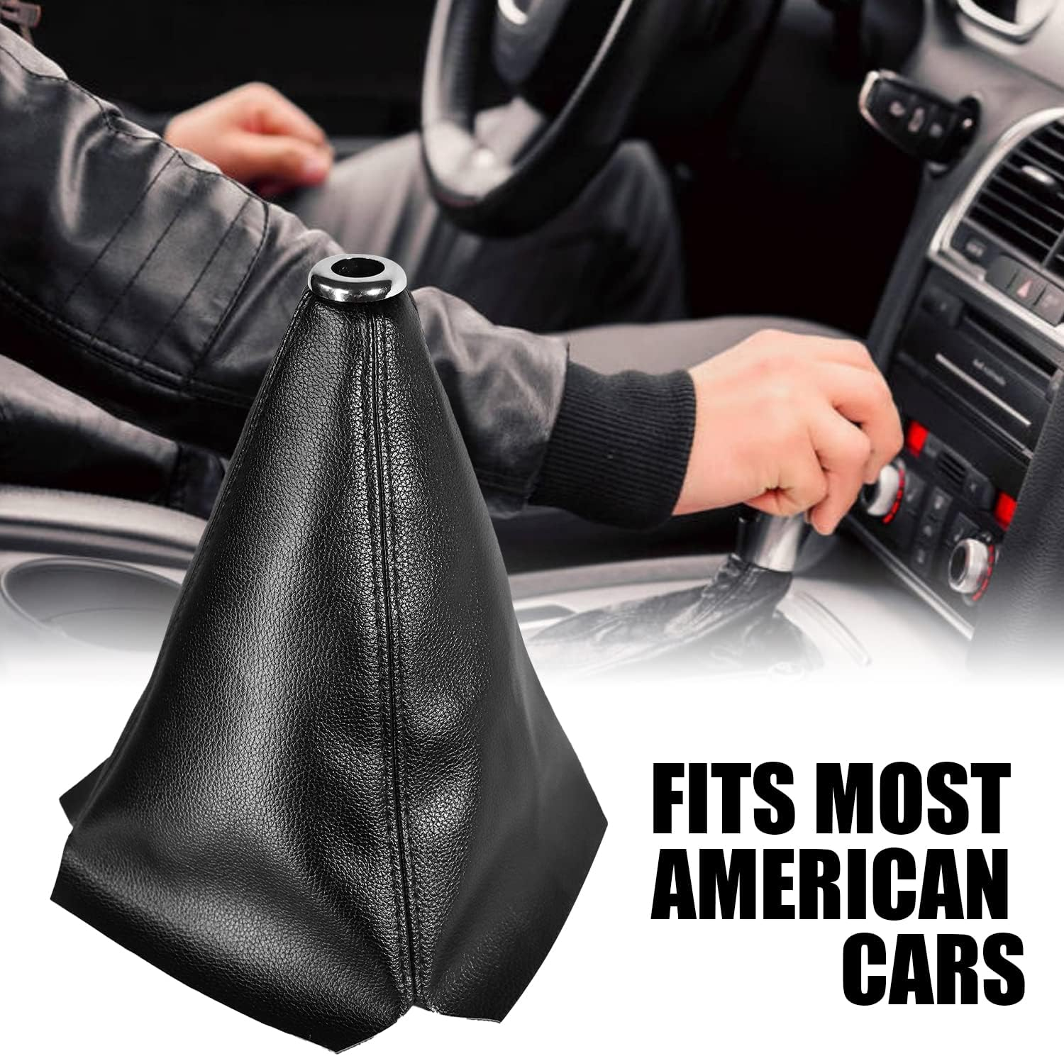 Universal Car Shift Knob Dust Cover Black PU Leather Manual/Auto Shifter Shift Boots Cover (Black)