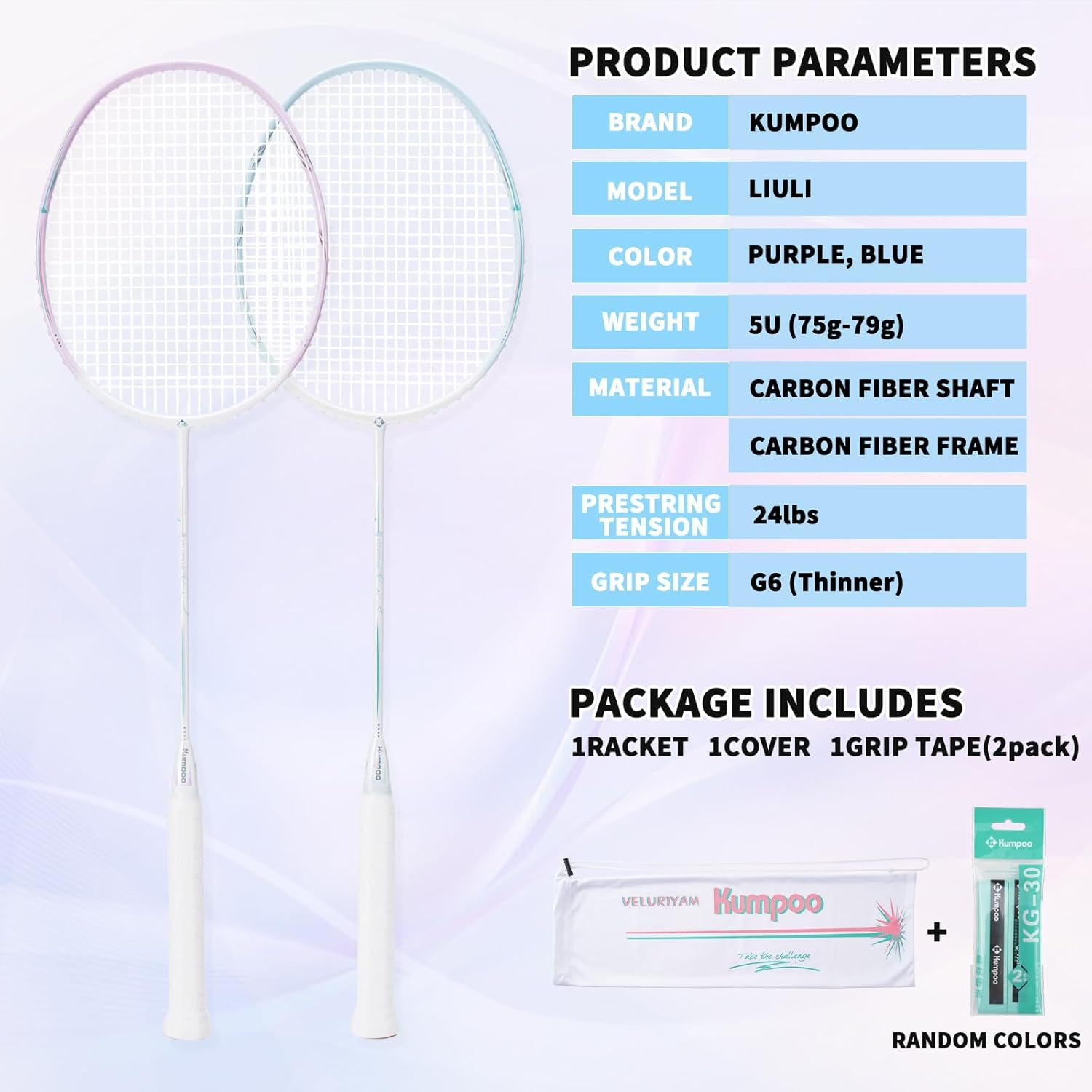 Badminton Racket Professional, Carbon Fiber Badminton Racket Set with Grip & Bag, 5U Lightweight Pro Badminton Racket Racquet for Beginner Outdoor Trainning Games - Yuling Pink image number 3