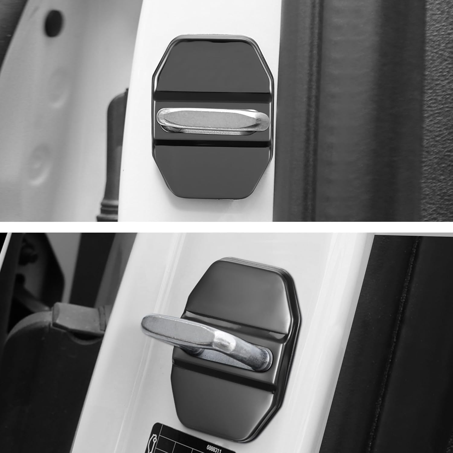4Pcs Car Door Lock Latches Cover Protector Compatible with Mercedes-Benz AMG (A S M C E CLS GL CLA GLE GLC) GTA Accessories Stainless Steel Car Door Lock Sport Style Decorations (Blakk) image number 1