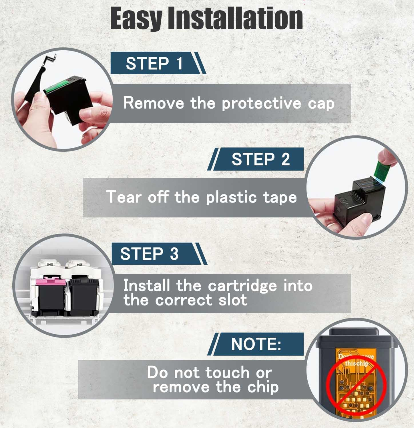 65XL Ink Cartridg Compatible for HP Ink 65 65XL Works with HP Deskjet 2600 2620 2621 2622 3722 3752 Envy 5020 5030 5058 5052 5055 (1 Black 1 Color) image number 4