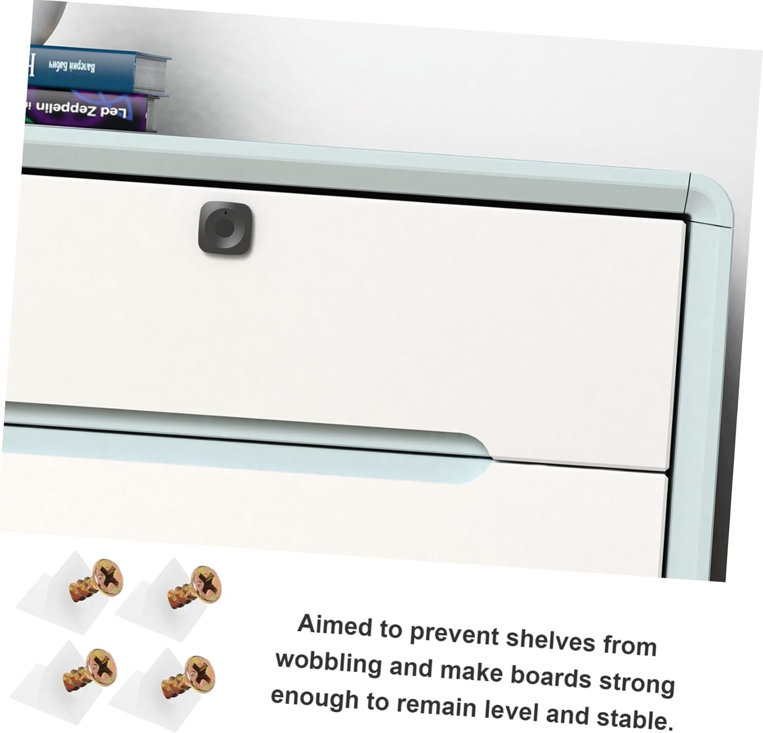 PLAFOPE 50Pcs 45&deg; Plastic Angle Corner Codes with 4X16 Rainbow Self-Tapping Screws Cabinet Bottom Wedges Drawer Repair Kit for Sagging Drawer Reinforcement and Shelf Support image number 5