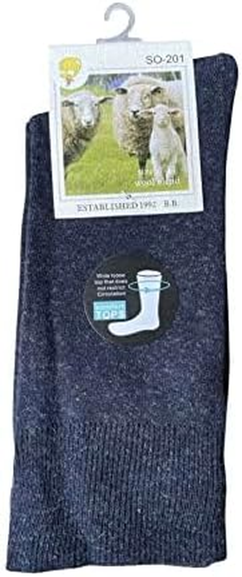6 Pairs Loose Top Diabetic Socks Wool Blend Wide Top Mens Womens Sock Black Navy Grey