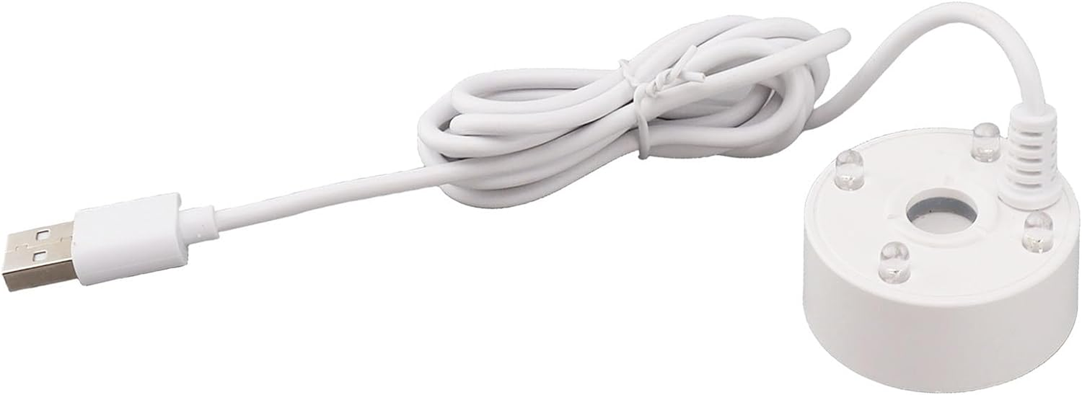 Ultrasonic Mist Maker, 5V Mini USB Fogger Water Fountain Pond Fog Machine with Colorful LED Lights, Halloween Party Decorations Fogger for Fishtank Vase (White) image number 4