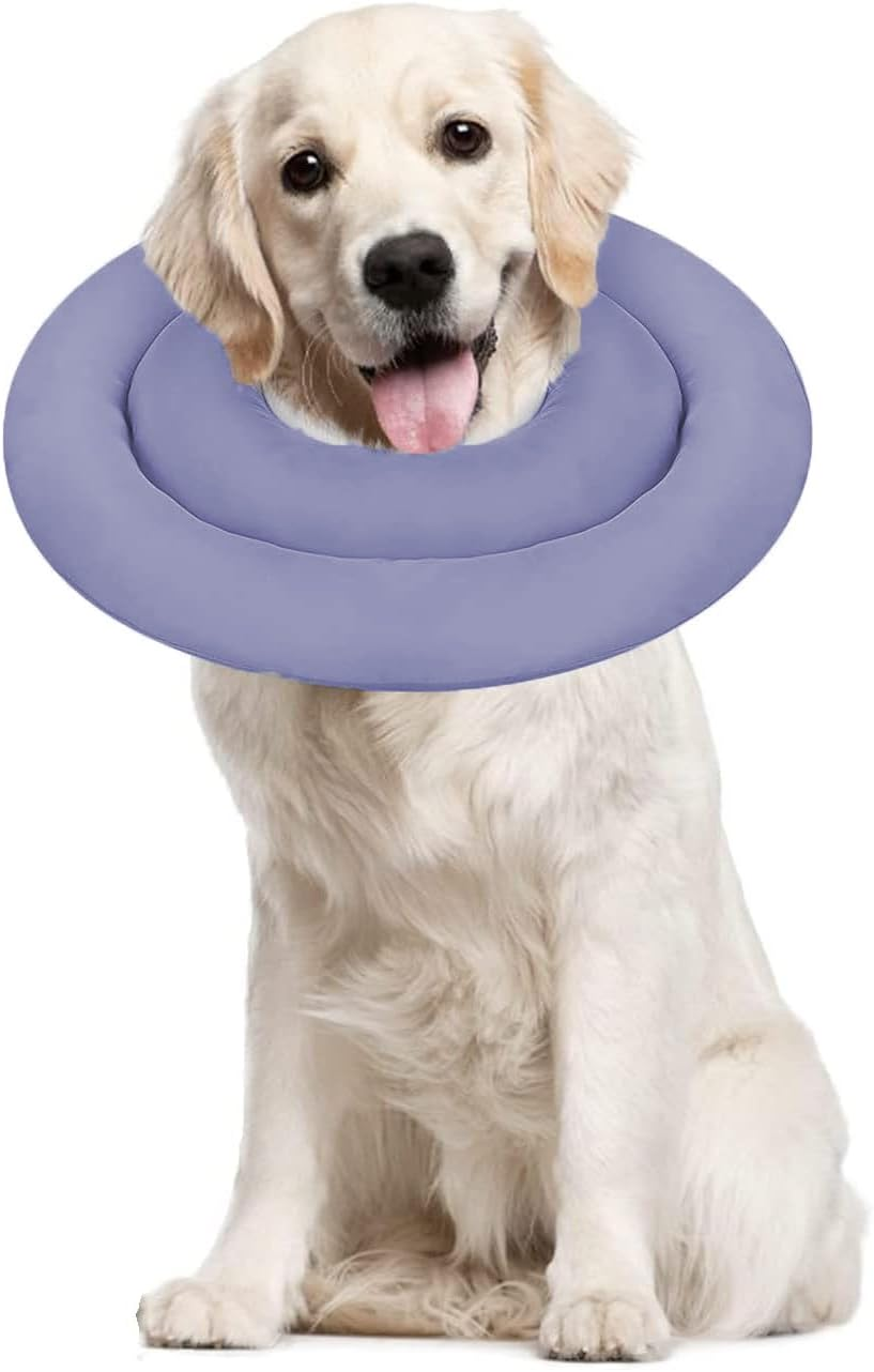Soft Dog Cone Alternative after Surgery, Adjustable Collar for Dogs, Waterproof Dog Recovery Collar for Small and Medium Dogs (Blue Grey, Large) image number 1