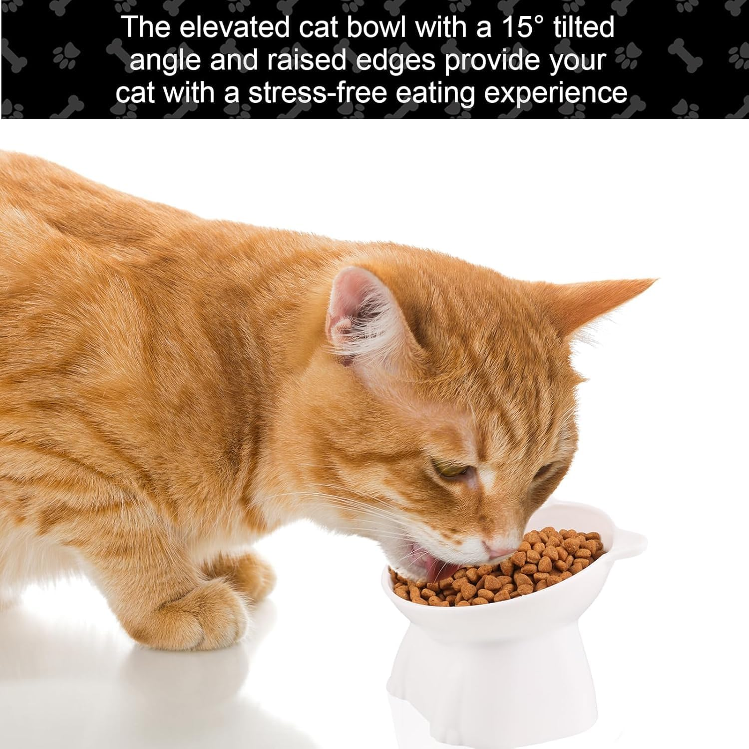 Raised Cat Bowl,4.5 Inch Height Elevated Cat Food Bowl,Tilted Pet Water Bowl anti Vomiting Feeding Bowls,Cute Shallow Cat Bowl (Pink) image number 4