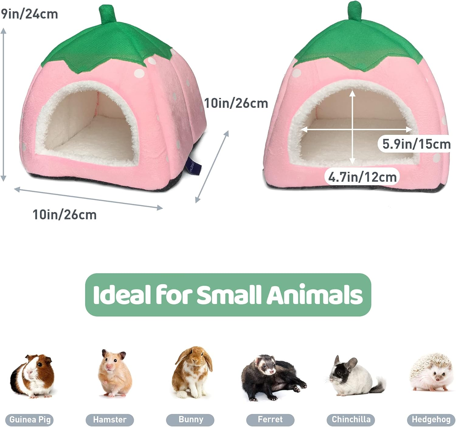 Guinea Pig Hideout 2 Pack Guinea Pig Bed House Cage Accessories Cozy Hide-Out for Hedgehog Ferret Chinchilla&Other Small Animals image number 4