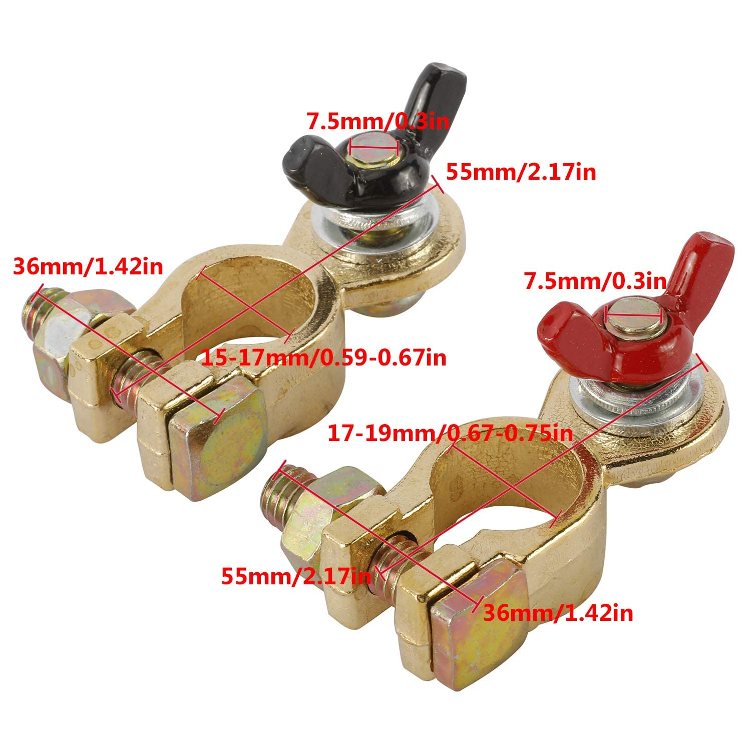 1 Pairs Car Battery Terminals Connectors, Battery Master Switch Battery with Red and Black Coated Wing Nuts Terminal Link Switch for Motorcycle Boat Truck Car Van