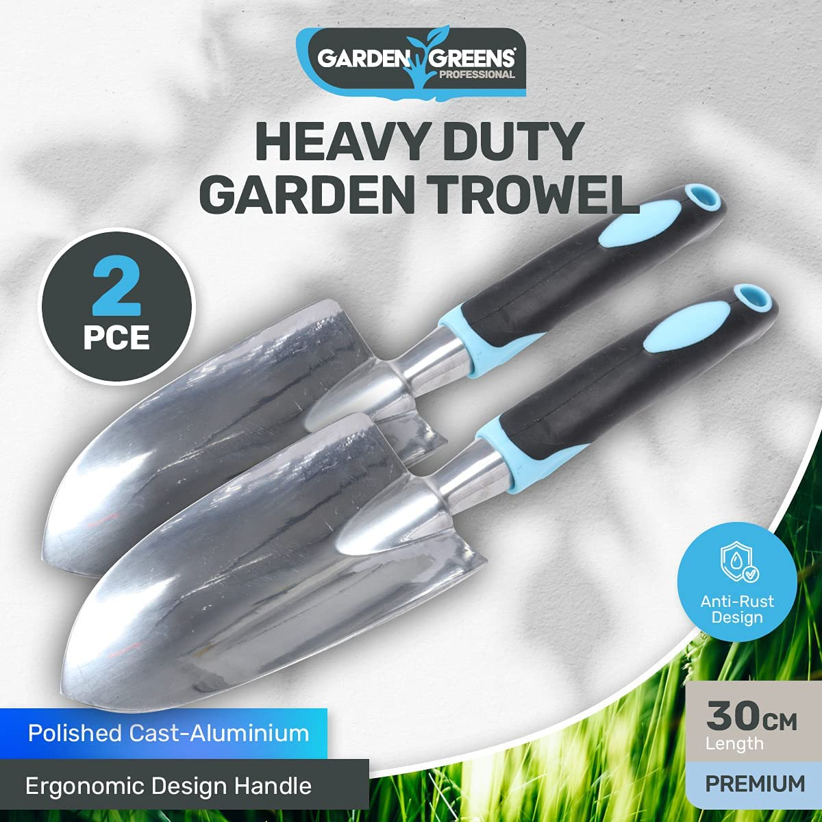 [2PCE] Garden Shovel Garden Hand Trowel, Garden Greens Heavy Duty Garden Trowel with Ergonomic Handle, Dig with Ease, Planting and Soil Cultivation, Small Area Gardening image number 3