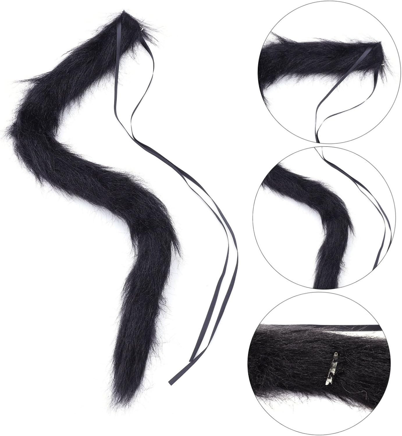 1Pc Faux Tail Dress up Kitten Accessories Black Outfits Girls Clothing Cosplay Cat Tail Halloween Cat Outfit Fox Cosplay Tail Cat Cosplay Decor Costume Party Prop Halloween Prop - Black image number 1