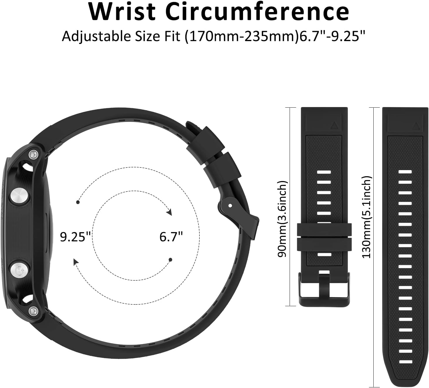 Sport Bands for Garmin Fenix 7 Band/Fenix 6 Band/Fenix 6 Pro/Fenix 5/Fenix 5 Plus/Instinct/Quatix 5/Forerunner 935/945/745, 22Mm Silicone Breathable Replacement Wristband Quick Release Strap for Garmin Fenix 7/Fenix 6/Approach S60/S62/Quatix 5 Sapphire/Forerunner 935 image number 3