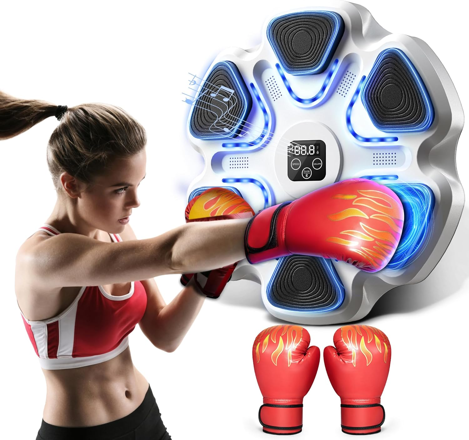 Music Boxing Machine, Boxing Machine Wall Mounted Music with Gloves, Electronic Boxing Target for Adults, Smart Boxing Training Equipment, Boxing Machine for Home and Gym image number 4