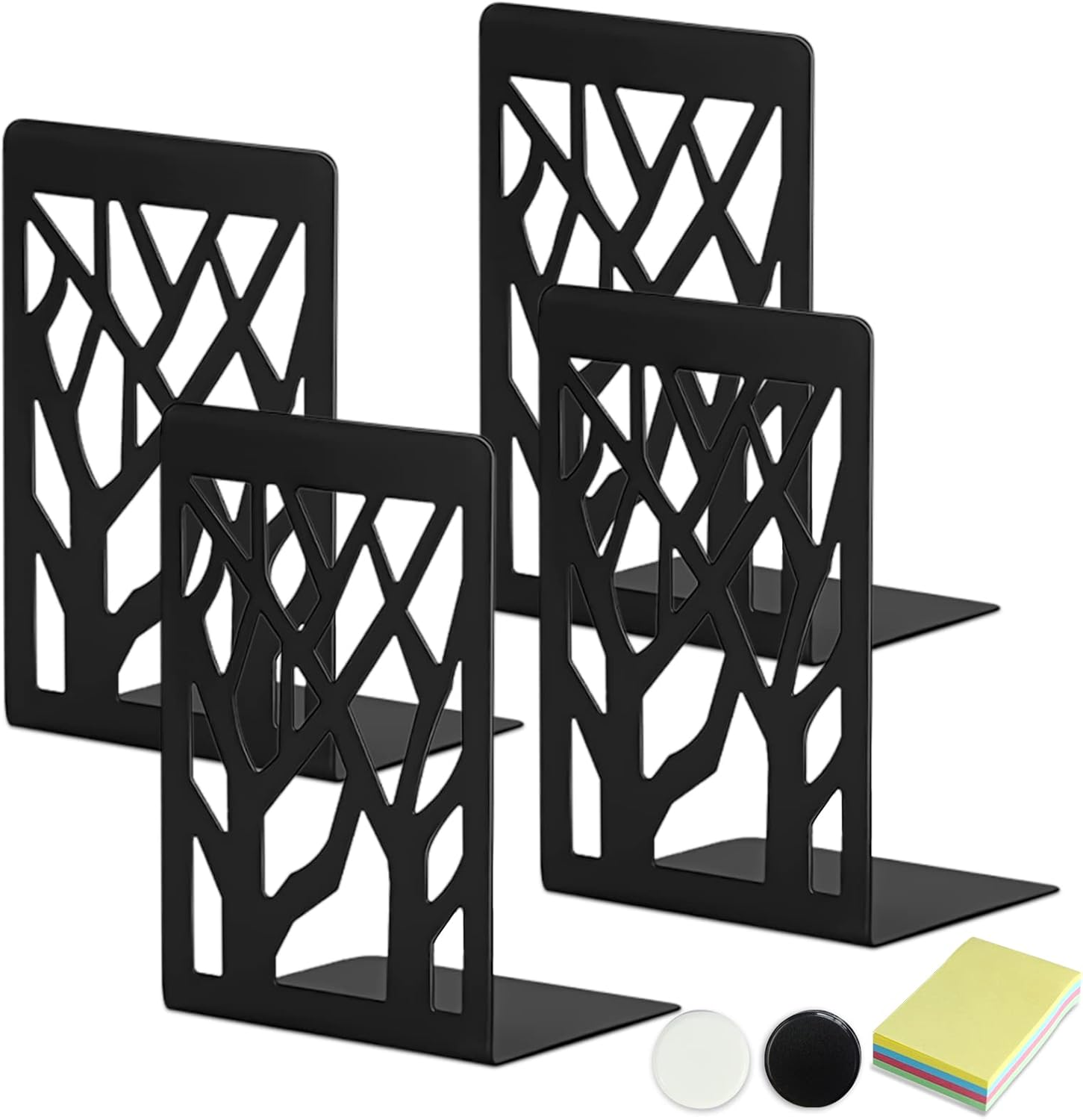 DARUITE Metal Book Ends for Shelves, Book Ends Decorative, Book Ends for Childrens, Bookends for School Office, Non Skid Heavy Duty Book Holder, Black 2 Pairs 120 X 90 X 165 Mm image number 6