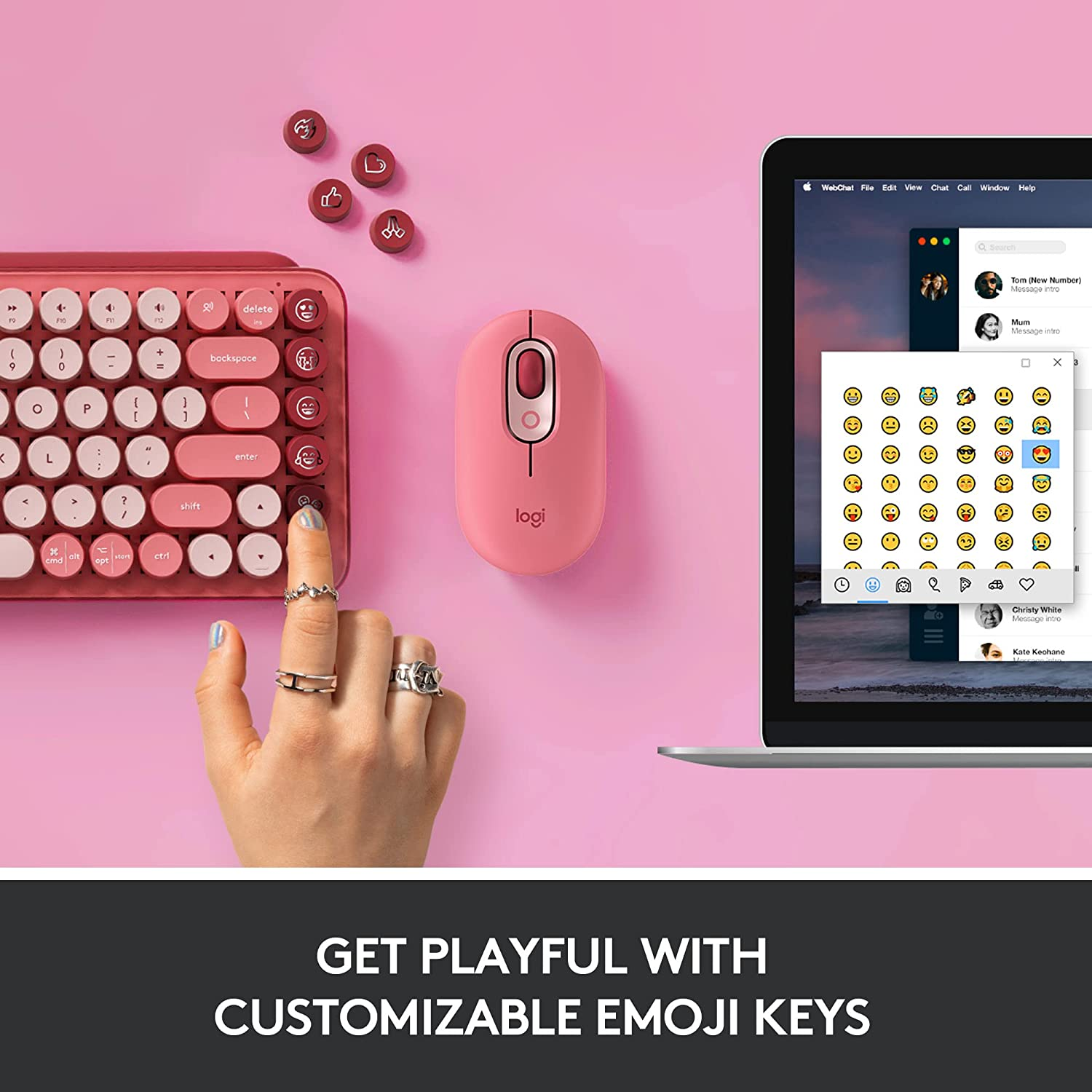 POP Keys & Wireless Mouse - Heartbreaker Rose with Customisable Emoji image number 2