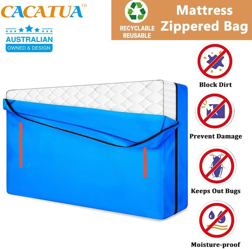 King Mattress Bag for Moving and Storage, Heavy Duty Waterproof Mattress Cover, 8 Handles, Strong Zipper Closure, Reusable Mattress Storage Bag, Moving Supplies & Moving Bags image number 6