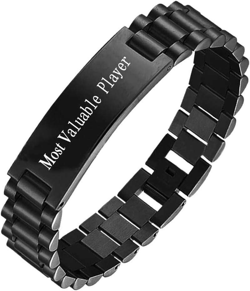 MVP Bracelet Most Valuable Player Bracelet Award Gift Winner Tournament Championship Ring Trophy Ring Black Titanium image number 1