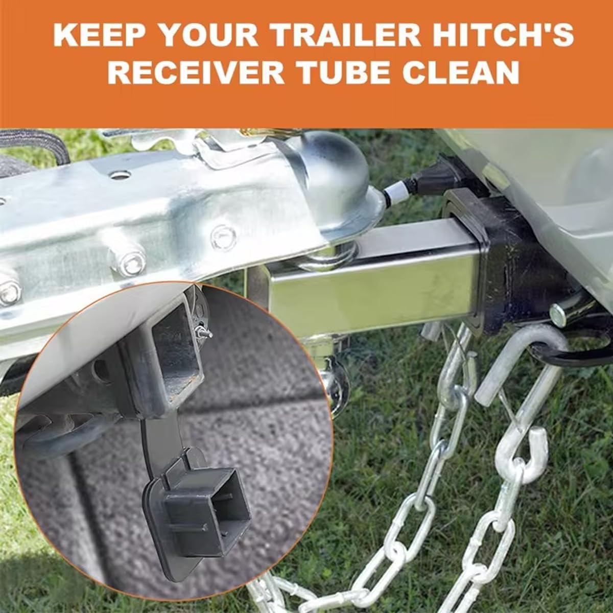 AIMALL 2PCS Trailer Hitch Cover Set, Durable Protective Towing Hook Covers for Car Retrofit, 2"X2" Receiver with Weather-Resistant Black Finish image number 2