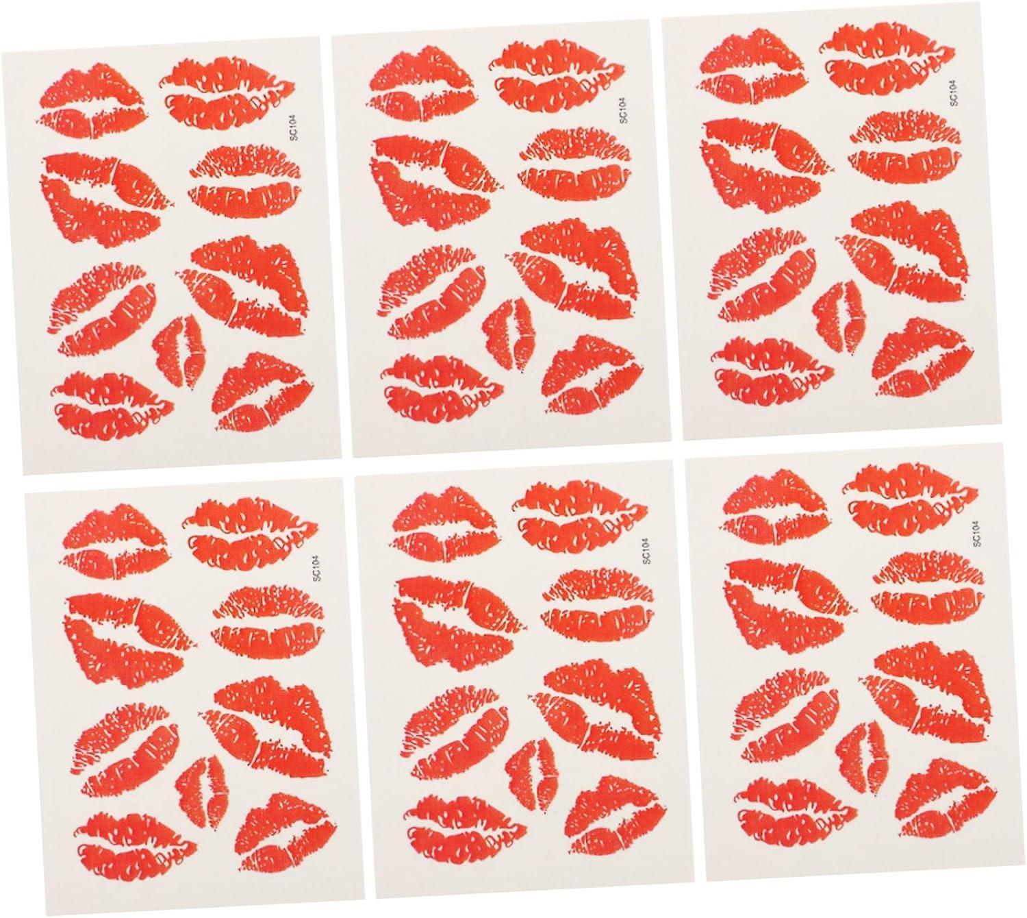 NOLITOY 12Pcs Lips Temporary Stickers for Diy Decorating Sugar Kisses Stickers for Neck image number 6