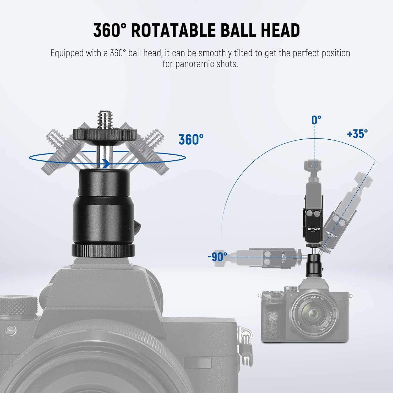NEEWER Basics Pocket 3 Extension Adapter Mount Kit Compatible with DJI Osmo Pocket 3, Expansion Cage Frame, Dual Cam Setup with Cold Shoe for DSRL Digital Camera Vlogging, GP-68 image number 4