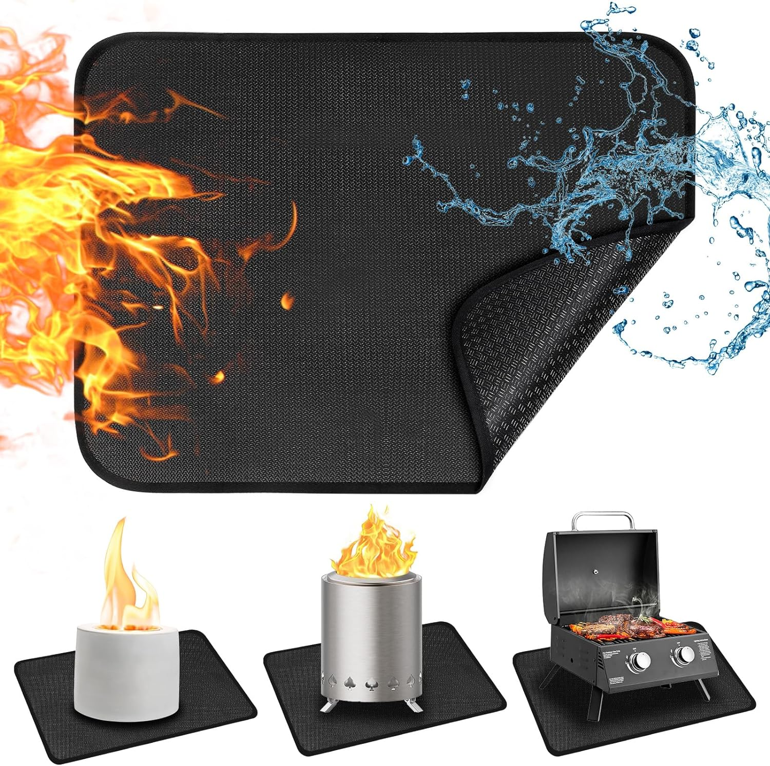 24X18 Inches under Grill Mat for Outdoor Tabletop Grill Deck Protector,4-Layer Tabletop Fire Pit Mat for Solo Stove,Fireproof Heat Resistant Mat for Countertop/Patio Protection,Waterproof/Oil-Proof image number 4