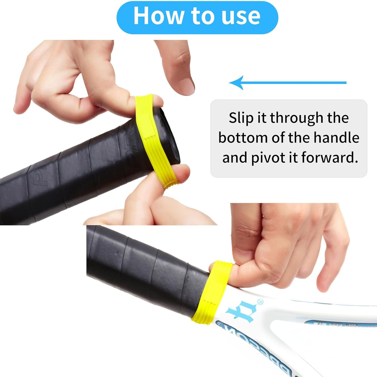 8 Pack Tennis Racket Rubber Grips Rings anti Slip Bands for Badminton Grip Replacement Rubber Shock Absorbing Rings for Table Tennis Squash Racquet Control Sports Accessories - Black image number 4