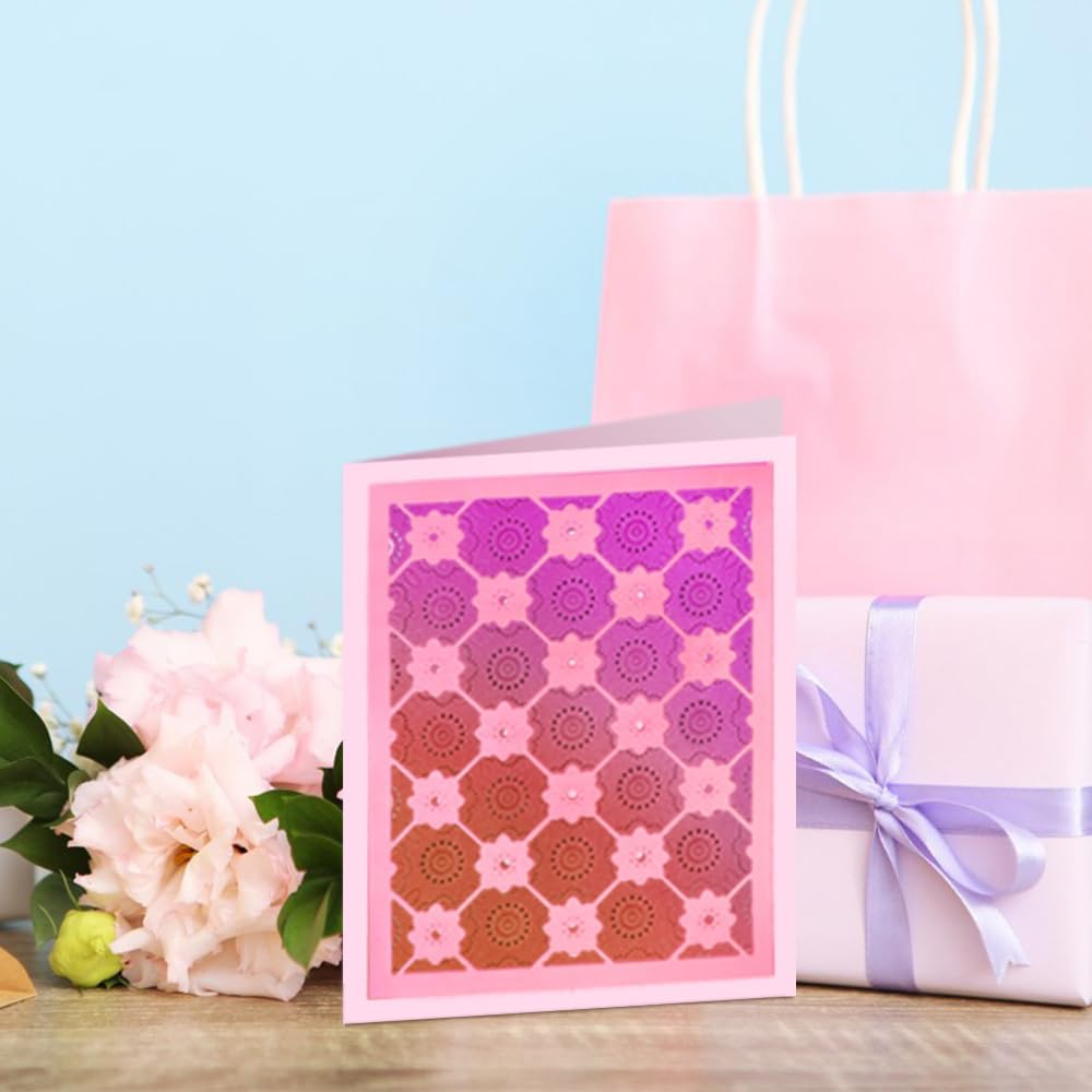 AFUNTA 4 PCS Rectangular Die Cuts for Card Making, Openwork Lace Card Making Supplies, 3D Background Metal Cutting Dies for DIY Scrapbooking Album Card Decor image number 4