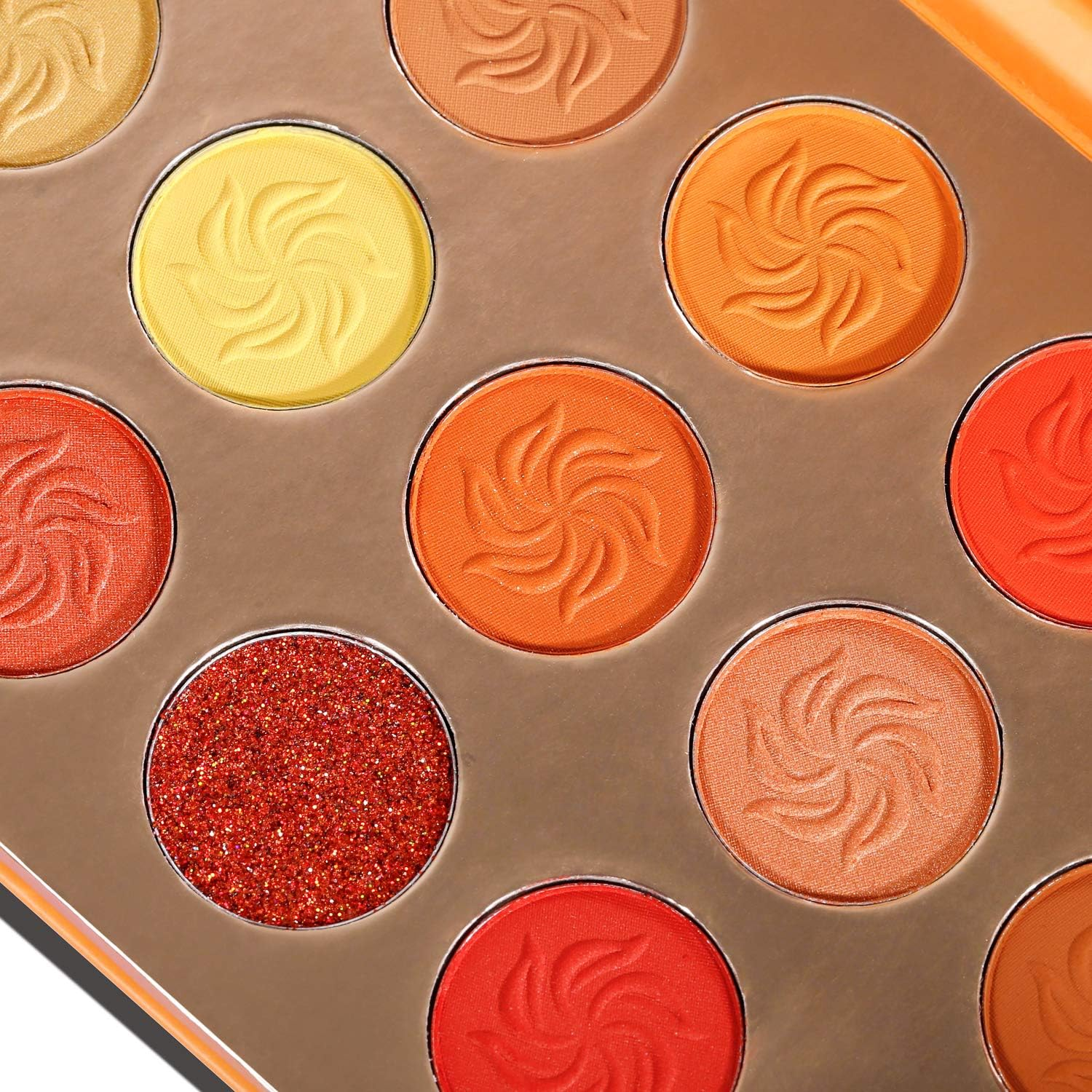 Red Eyeshadow Palette Matt Glitter, Afflano Coral Orange Red Eyeshadow Palette Highly Pigmented Waterproof, Nude Tones Earth Tones Rose Yellow Gold Warm Autumn Shimmer Glitter Eyeshadow Makeup Palette Set image number 5