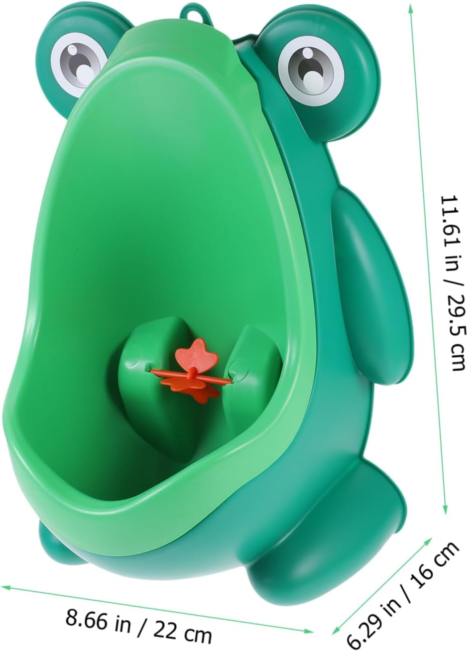 Ibasenice Cartoon Frog Boy Urinal Potty Training Toilet for Toddlers, Wall-Mounted Portable Green Plastic Pee Training Tool for Boys, Baby Potty Trainer Suitable for Home Use Random Style image number 2