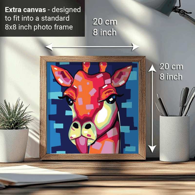 COLORDEMY 2-In-1 Paint by Numbers Kit - Rolled Canvases (20X25Cm & 20X20Cm), 16 Colours, Brushes & Paints Included - Fun for Adults & Kids, Perfect for Parties or Group Painting (Giraffe Design) image number 4