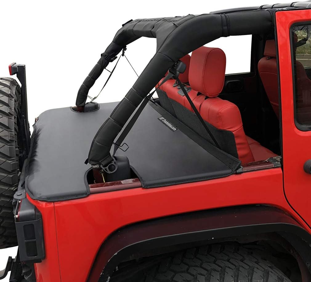 Shadeidea Jeep Wrangler Tonneau Cover JLU 4 Door Rear Trunk Cover Cargo Vinyl Cover for 2018+ JL Unlimited Tailgate Ton Cover-Black-3 Years Warranty
