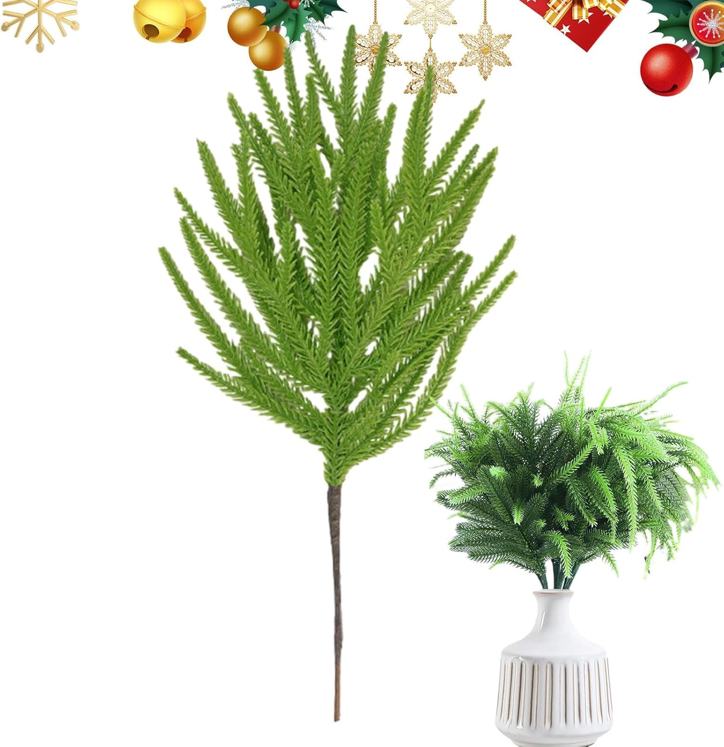 Pine Branches | Christmas Norfolk Pine Branches,Christmas Accessories Decorative Pine Branches for Fireplace, Wall, Table, Corner image number 5