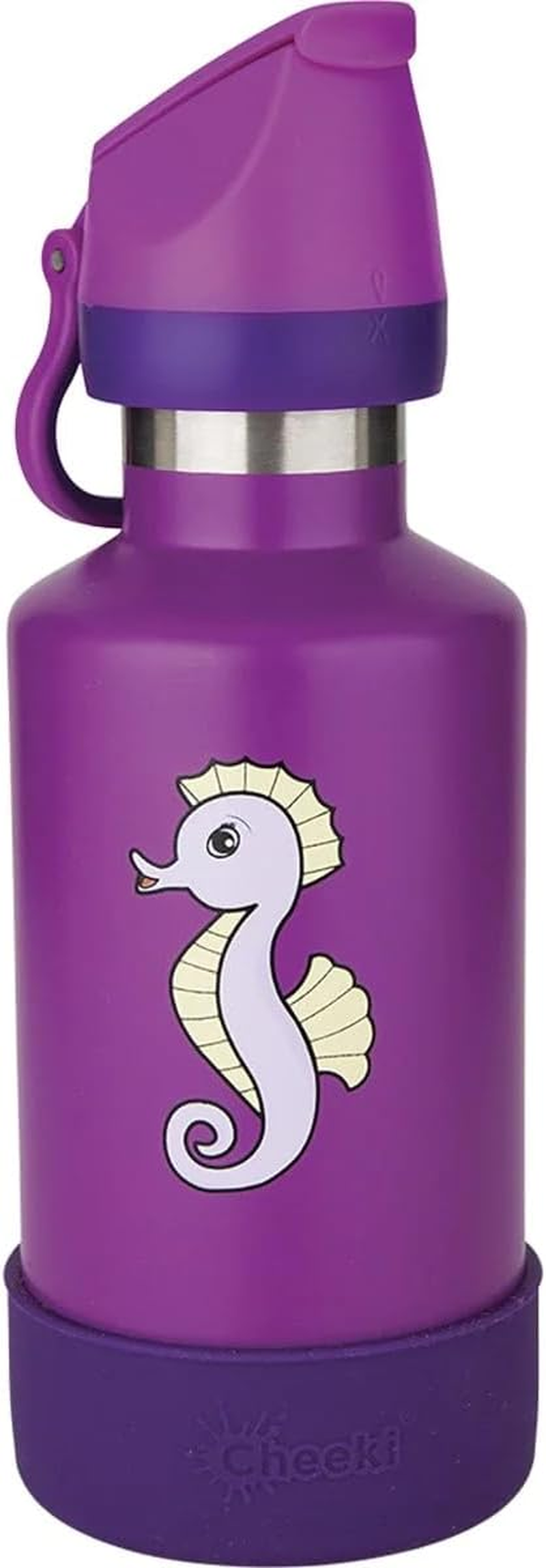 Cheeki Kids Insulated Bottle, 400 Ml Capacity, Seahorse Purple