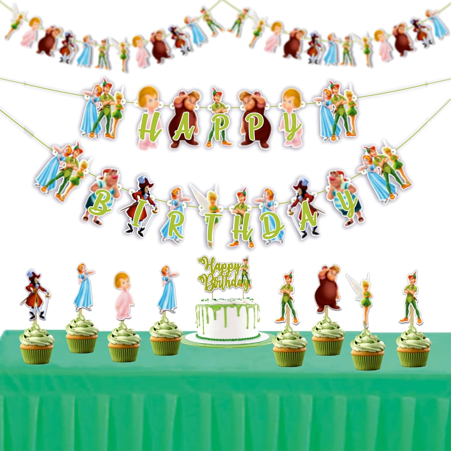 Petr Pan Theme Birthday Party Supplies &ndash; Neverland Adventure Decorations for Kids &ndash; Fun Pirate & Fairy Tale Party Set for Boys and Girls image number 5