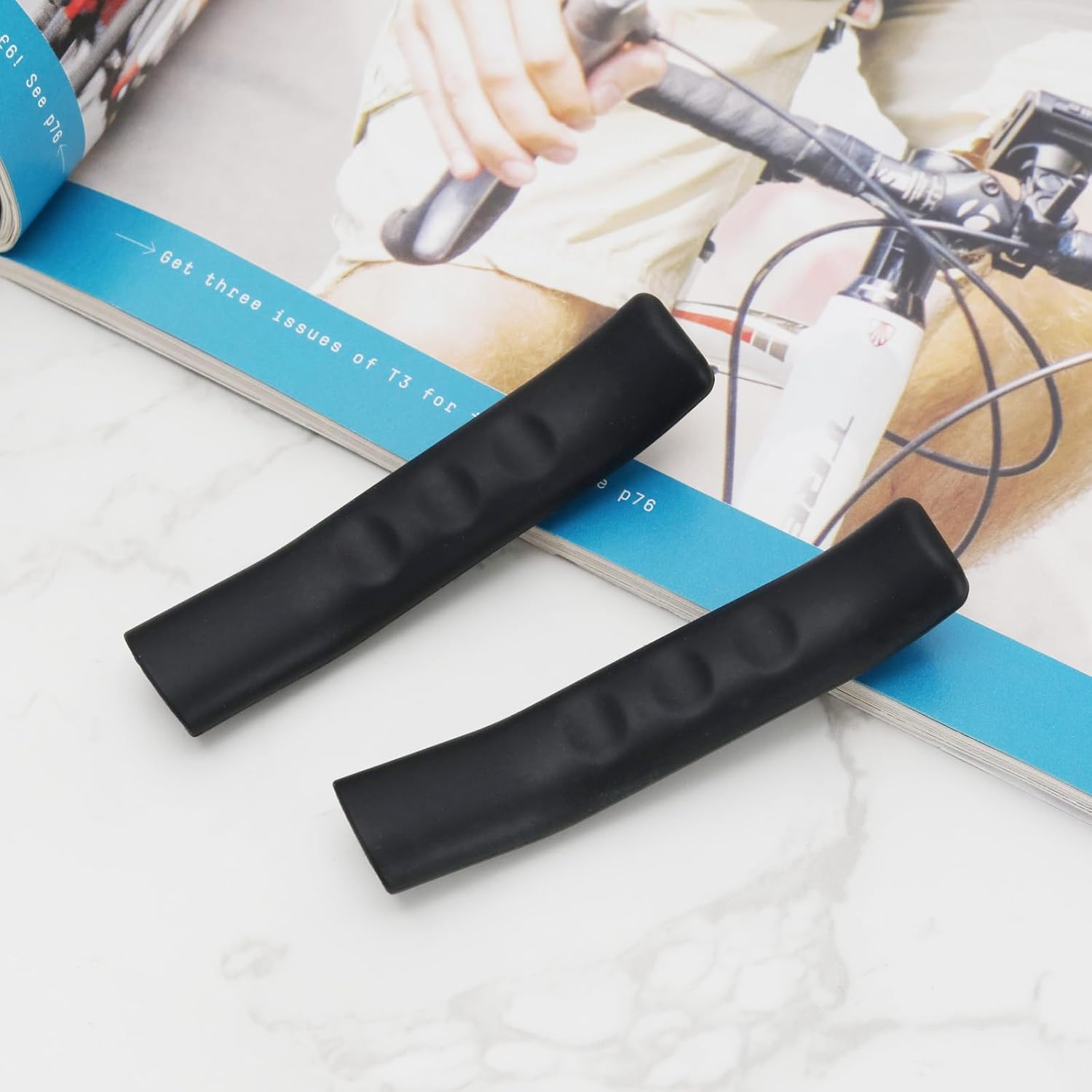 2 Pairs of Folding Bicycle Mountain Bike Handles Bicycle Brake Guard Soft Silicone Anti-Slip and Shock Absorber Guard image number 2