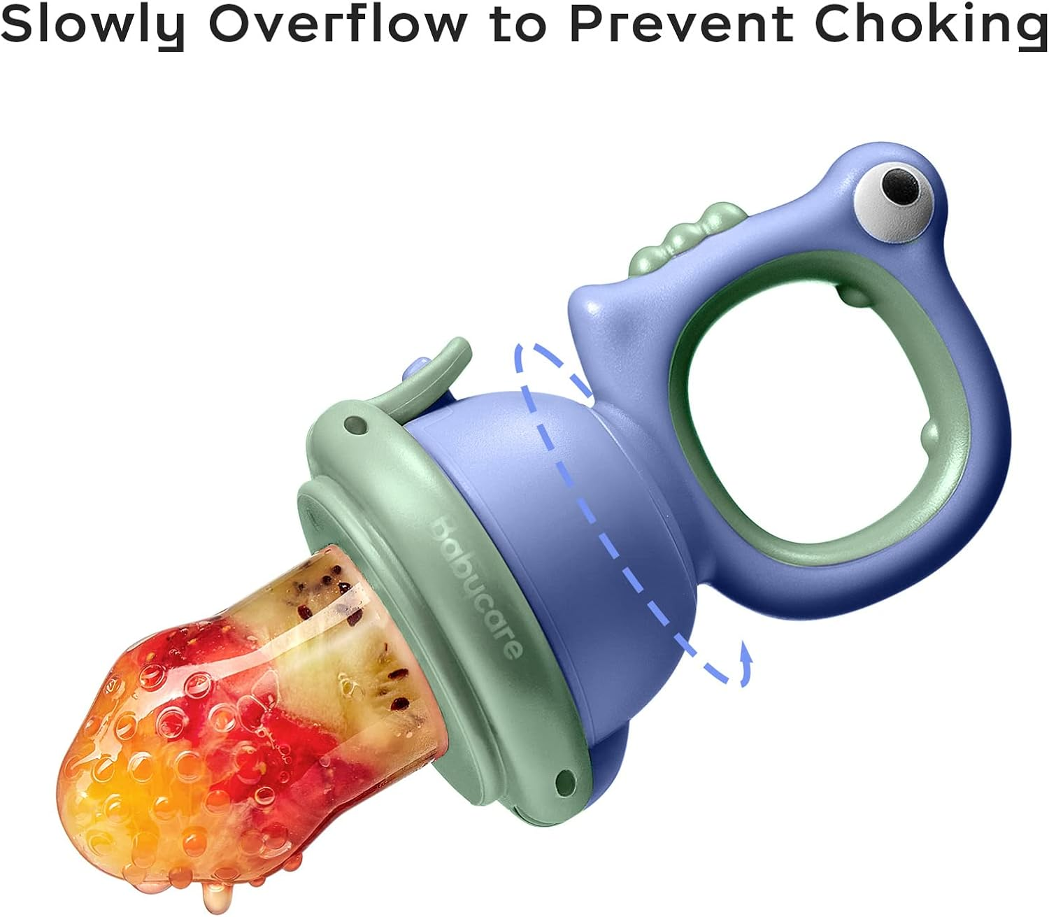 Bc Babycare Baby Food Feeder Pacifiers, Two Size Baby Fruit Pacifier Feeder 2 Pack for Different Month Age Baby,Silicone Food Grade Infant Teether Training Massaging Toy Could Rotate to Squeeze (Blue)